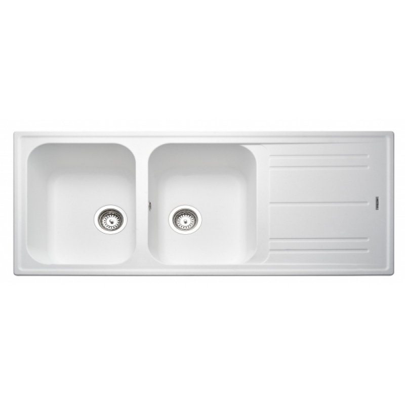WHITE GRANITO SINK 2 BOWL 1 DRAINER MOD.MOS21WH