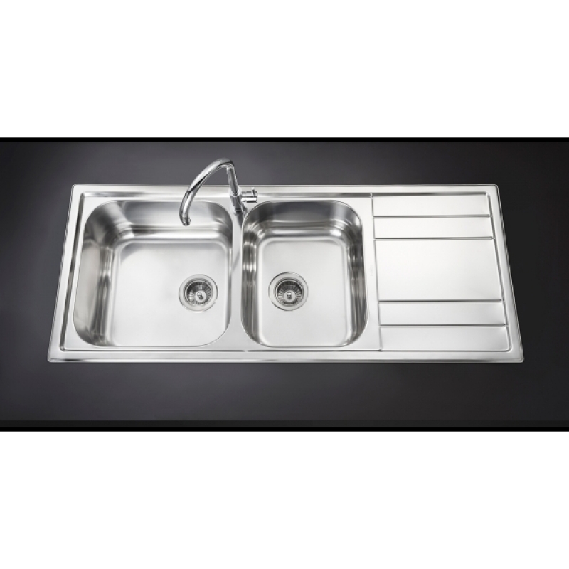 MEX SINK 2 BOWLS 1 DRAINBOARD Mod.BIX3-LB (S/S)