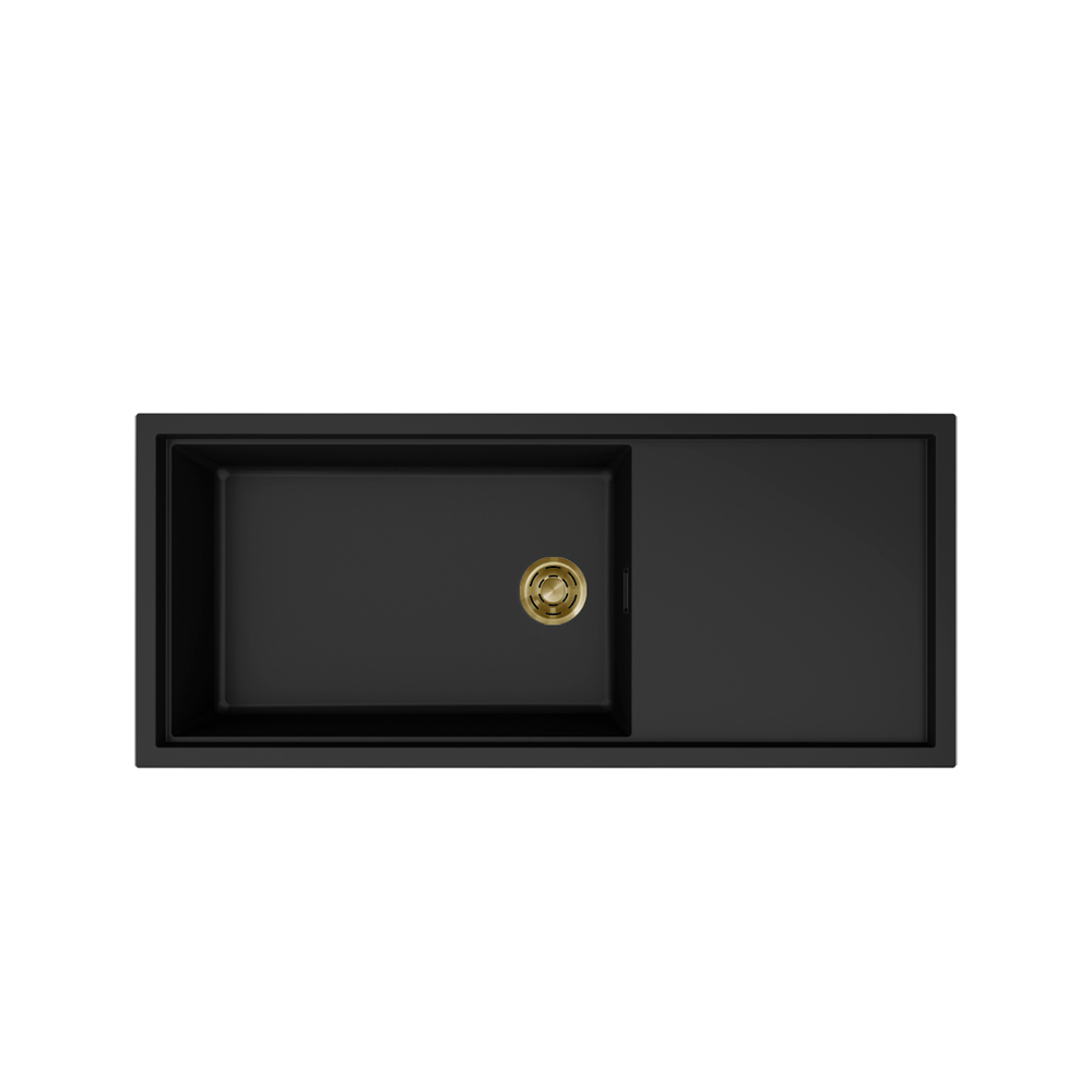 Sink, 1 Bowl, Drainboard, Granite, Black