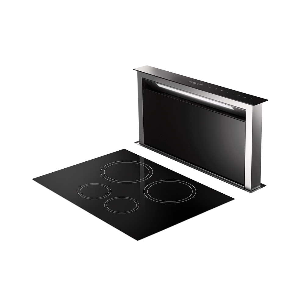 Downdraft Hood, Black Glass, 90 cm