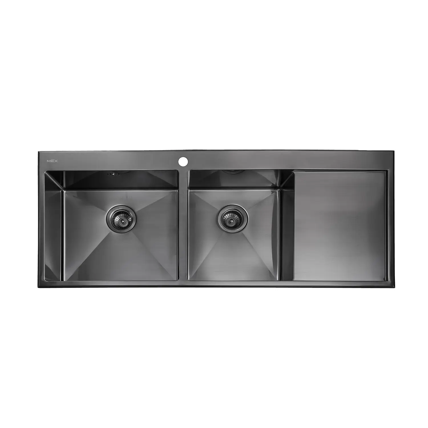 Sink, 2 Bowls, Right Drainboard, Grey Metal, 100 cm