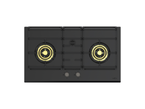 Gas Hob, Matte Black Glass, 78 cm, 2 Burners