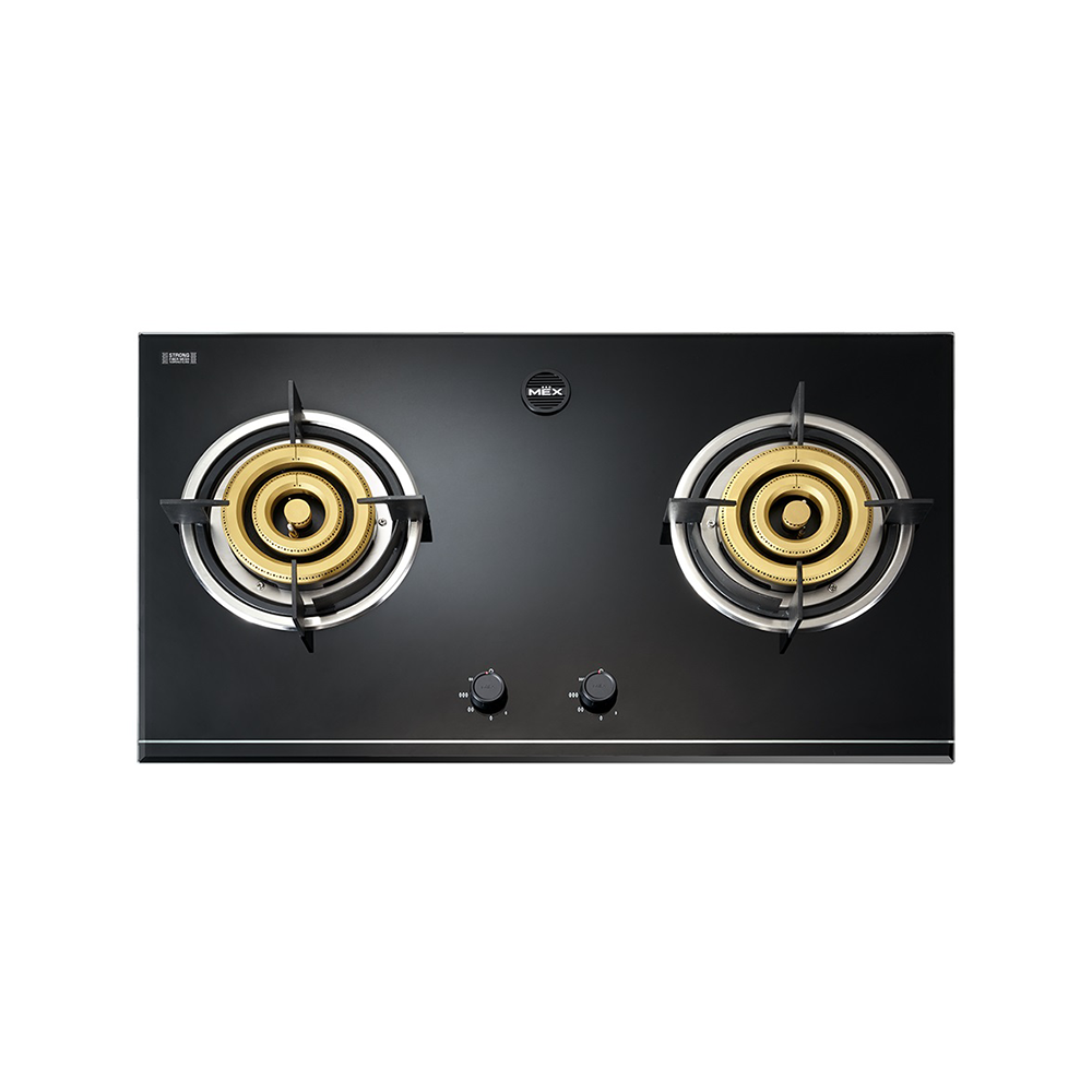 MEX Gas Hob, Glass Base, 86 cm, 2 Burners