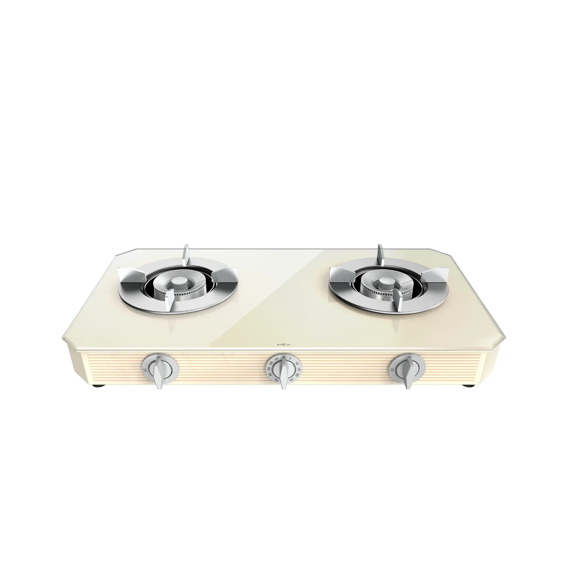 Tabletop Gas Hob, Cream Glass Top, 72 cm