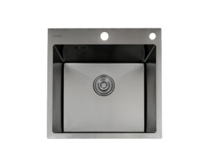 Sink, 1 Bowl, Grey Metal, 50 cm