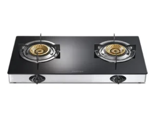 Gas Hob, 2 Burners, Black Glass Top