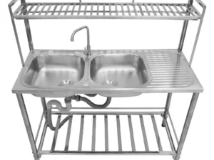 Freestanding Sink, 2 Bowls, Drainboard, Stand