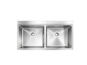 Sink, 2 Bowls, Stainless Finish, 100 cm