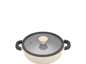 MEX Casserole Pot with Glass Lid, Cream, 24 cm