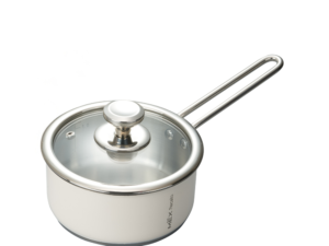 MEX Stainless Steel Pot with Glass Lid, Cream, 16 cm