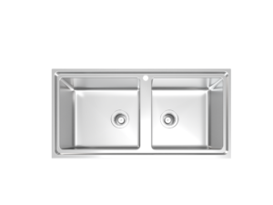 Sink, 2 Bowls, Stainless 304, 100 cm