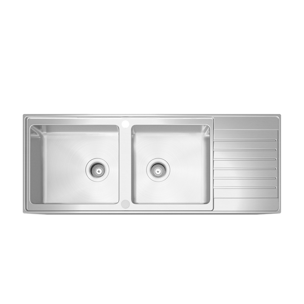 Sink, 2 Bowls, 1 Drainboard, 130 cm
