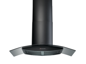 MEX Curved Glass Chimney Hood, 90 cm, Black