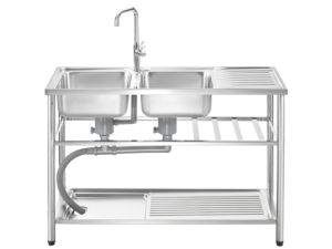 Freestanding Sink, 2 Bowls, Drainboard, Stand