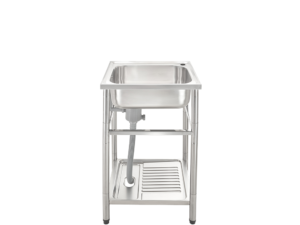 MEX Freestanding Sink, 1 Bowl, Stainless Steel, 55 cm, 2-Tier Shelf