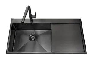 Sink, 1 Bowl, Right Drainboard, Grey Metal, 100 cm