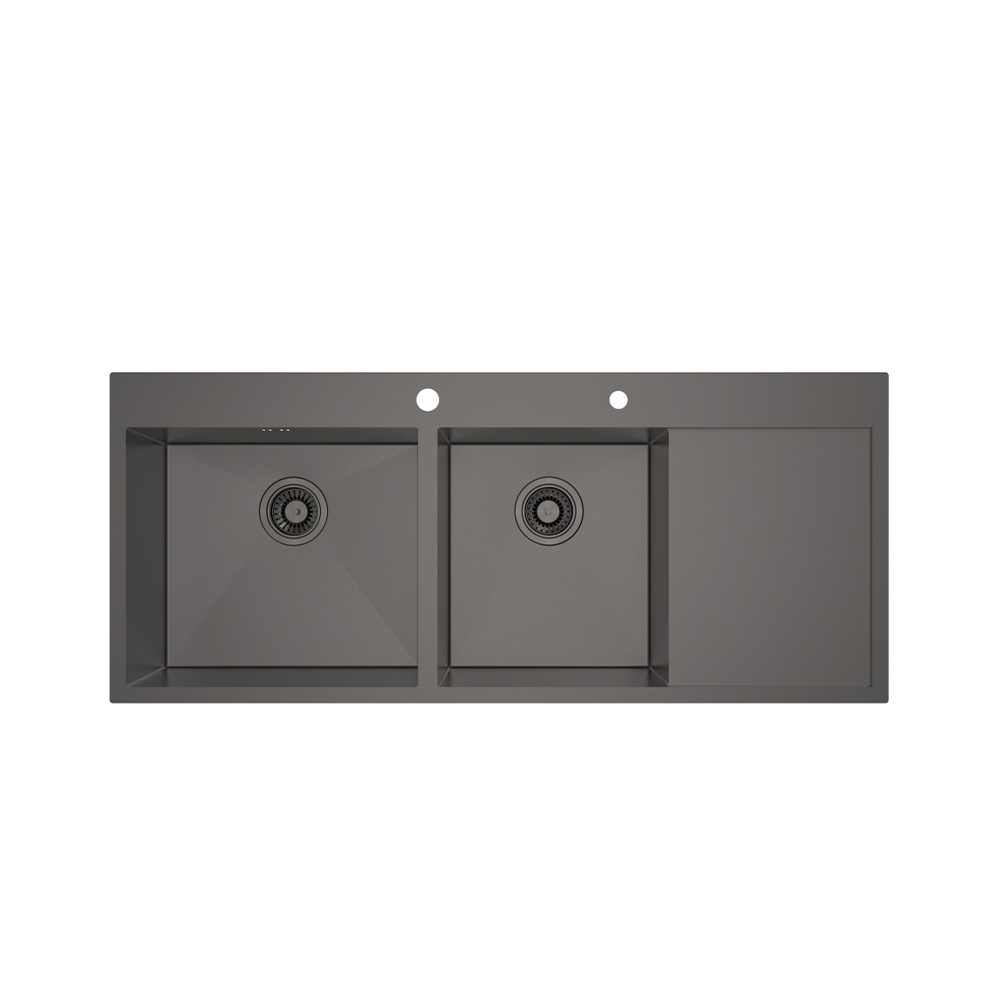 อ่างล้างจานมัลติฟังก์ชั่น MEX SQ1202LGM-MF 2 หลุม 1 ที่พัก สี Grey Metal