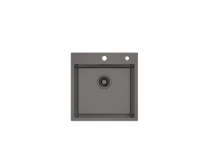 Sink, 1 Bowl, Grey Metal, 50 cm