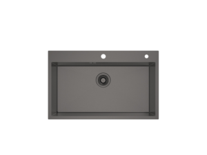 Sink, 1 Bowl, Grey Metal, 82 cm