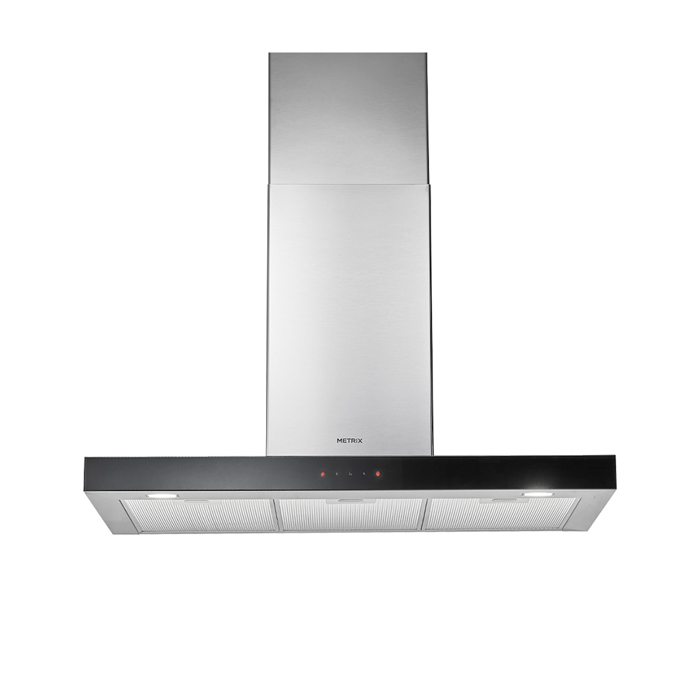 Wall-Mounted Hood, Black Glass Edge, 90 cm