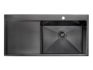 Sink, 1 Bowl, Left Drainboard, Grey Metal, 100 cm
