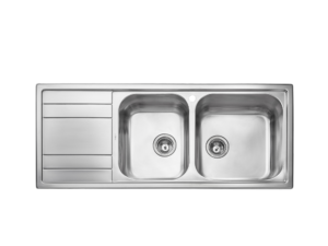 MEX Sink, 2 Bowls + Drainer (Right Bowls), Stainless Steel, 120 cm
