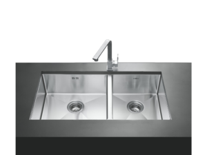 MEX Undermount Sink, 2 Bowls, Stainless Steel, 86 cm