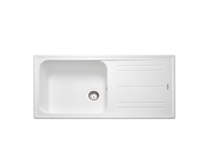 METRIX MOS Granite Sink, 1 Bowl + Drainer, 100 cm, White