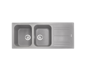 METRIX MOS Granite Sink, 2 Bowls + Drainer, 116 cm, Titanium