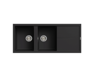 METRIX NES Granite Sink, 2 Bowls + Drainer, 116 cm, Black