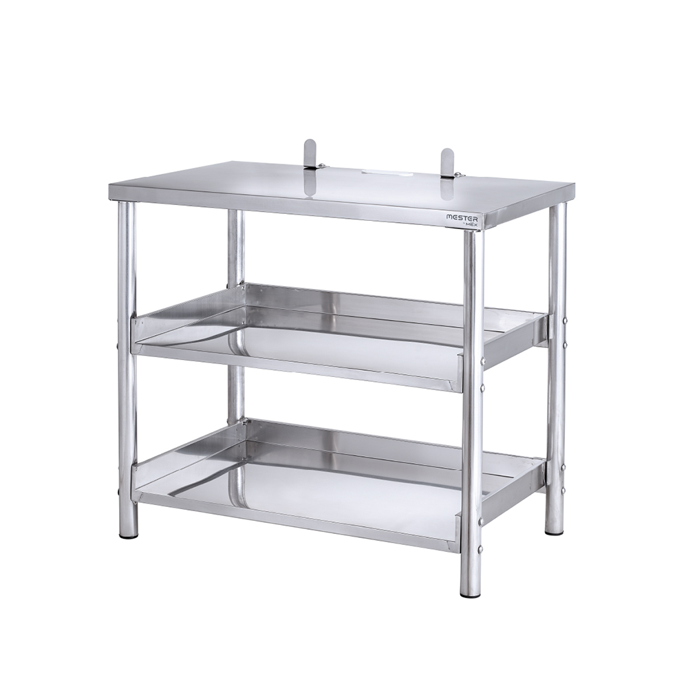 MEX SH8071-1 stainless stove table with a gas hose port, 71 cm tall