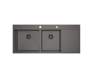 Sink, 2 Bowls, Drainboard, Grey Metal, 120 cm