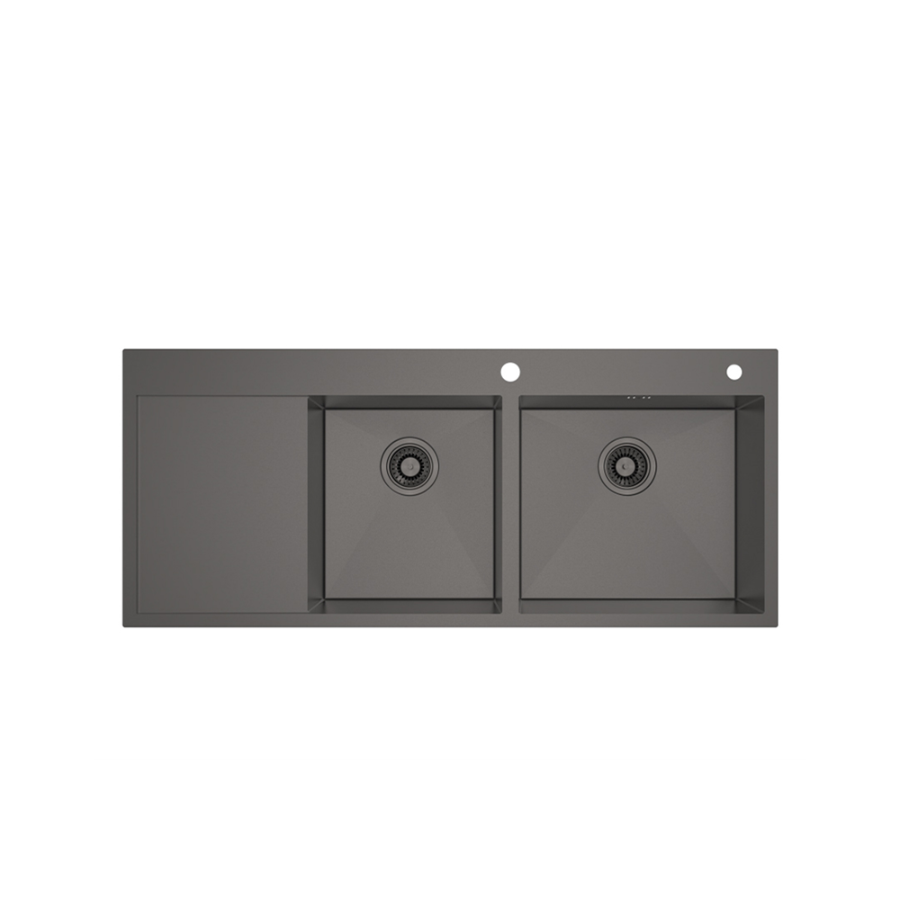 อ่างล้างจาน 2 หลุม 1 ที่พัก สี Grey Metal 120 ซม.