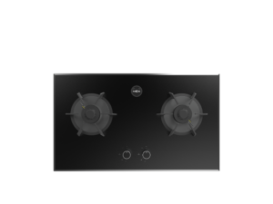 Gas Hob, Velvet Matte Black Glass, 78 cm, 2 Brass Burners