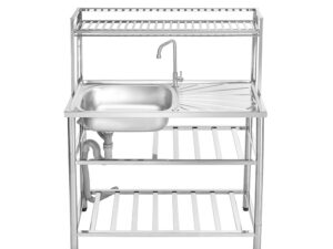Mester Freestanding Sink, 1 Bowl, Drainboard, Dish Rack, 100 cm